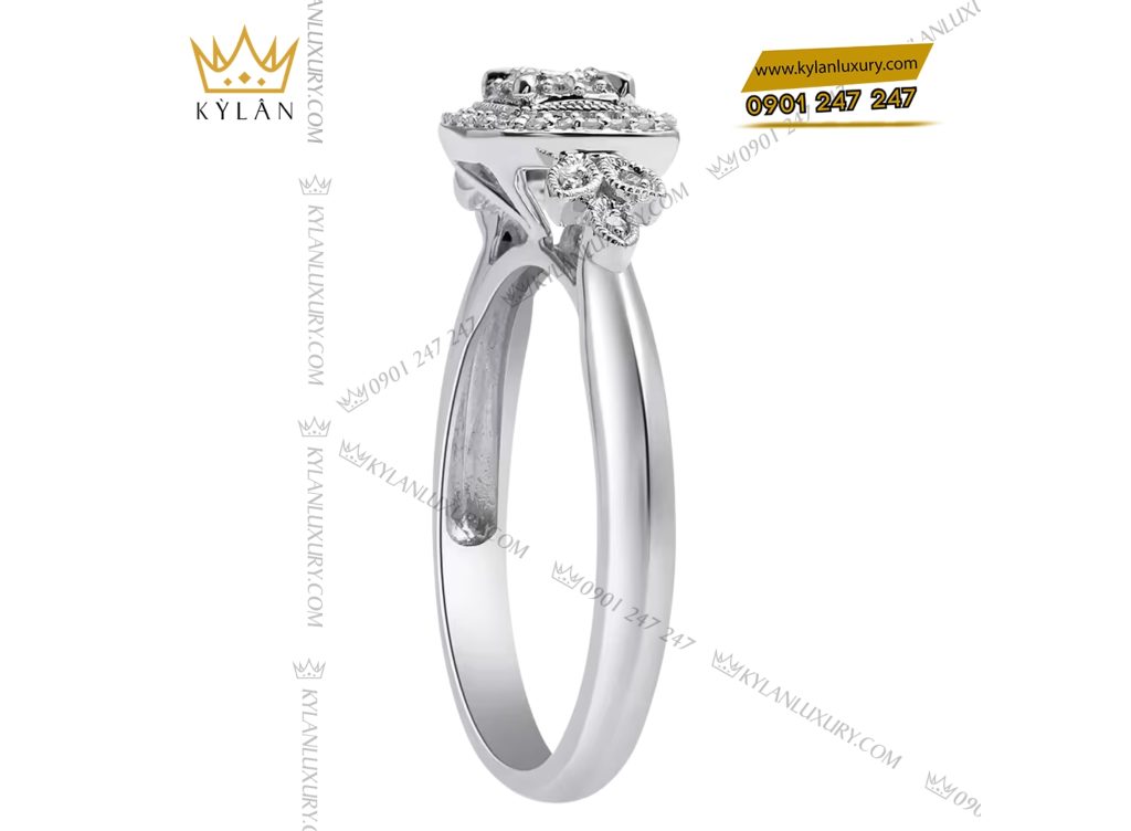 Kỳ Lân Luxury 6 84 Nhẫn kim cương vàng trắng nguyên khối Au750