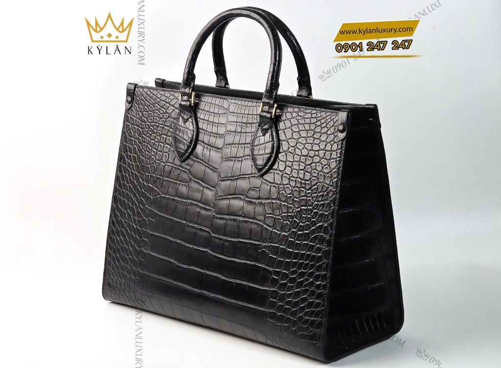 Túi xách nữ full da cá Alligator black 