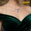 Dây chuyền kim cương vàng trắng nguyên khối Au750 đính đá Topaz