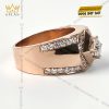 Nhẫn vàng hồng nguyên khối Au750 đính kim cương chủ 5ly4