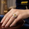 Nhẫn kim cương vàng trắng nguyên khối Au750 đính đá sapphire