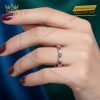 Nhẫn vàng trắng Au750 đính kim cương và sapphire đỏ 