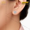 Bông tai vàng trắng nguyên khối Au750 đính kim cương hình trái tim