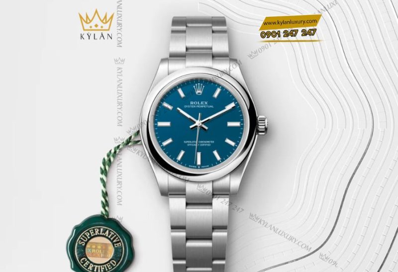 Rolex Oyster Perpetual m277200 31mm mặt số xanh biển tinh xảo