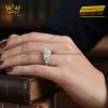Nhẫn kim cương Oval vàng trắng nguyên khối Au750