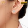 Bông tai vàng trắng nguyên khối Au750 đính kim cương 