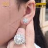 Bông tai kim cương hoa năm cánh vàng trắng nguyên khối Au750