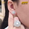 Bông tai kim cương hoa năm cánh vàng trắng nguyên khối Au750
