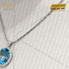 Mặt dây chuyền kim cương vàng trắng nguyên khối Au750 đính đá Topaz xanh