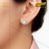 Bông tai Ngọc Trai vàng trắng Au750 đính kim cương