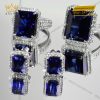 Nhẫn kim cương vàng trắng nguyên khối Au750 đính đá Sapphire xanh