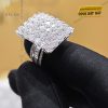 Nhẫn nữ mặt hình chữ nhật vàng trắng Au750 đính kim cương 