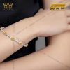 Lắc tay kim cương vàng trắng nguyên khối Au750 đính đá sapphire
