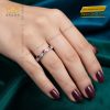 Nhẫn vàng trắng Au750 đính kim cương và sapphire đỏ 