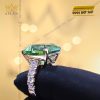 Nhẫn kim cương vàng hồng nguyên khối Au750 đính đá sapphire xanh
