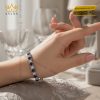 Lắc tay kim cương vàng trắng Au750 đính đá sapphire xanh 