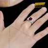 Nhẫn nam vàng trắng nguyên khối Au750 đính đá quý đỏ