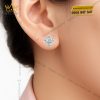 Bông tai vàng trắng nguyên khối Au750 đính kim cương