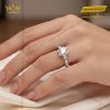 Nhẫn nữ vàng trắng nguyên khối Au750 đính kim cương