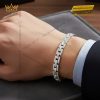 Lắc tay nam vàng trắng nguyên khối Au750 đính kim cương