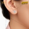 Bông tai vàng trắng nguyên khối Au750 đính kim cương 