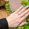 Nhẫn nữ vàng trắng nguyên khối Au750 đính viên chủ kim cương 4ly5