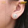 Cặp bông tai vàng trắng nguyên khối Au750 đính viên chủ kim cương 7ly5