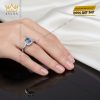 Nhẫn vàng trắng Au750 đính kim cương và đá sapphire xanh