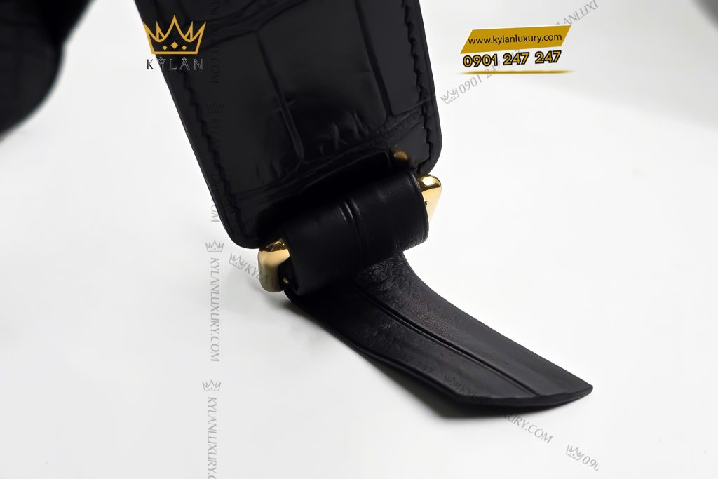 Kỳ Lân Luxury 8 46 Balo da cá Alligator đen đính logo vương miện KY LAN 