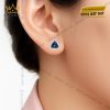 Bông tai kim cương vàng trắng nguyên khối Au750 đính đá quý