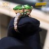 Nhẫn kim cương vàng hồng nguyên khối Au750 đính đá sapphire xanh