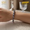 Lắc tay kim cương vàng trắng Au750 đính đá sapphire xanh 
