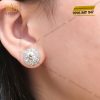 Cặp bông tai vàng trắng nguyên khối Au750 đính viên chủ kim cương 7ly5