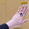 Nhẫn kim cương vàng trắng nguyên khối Au750 đính đá Sapphire xanh