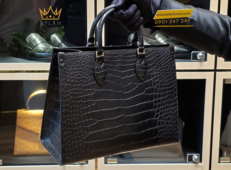 Túi xách nữ full da cá Alligator black