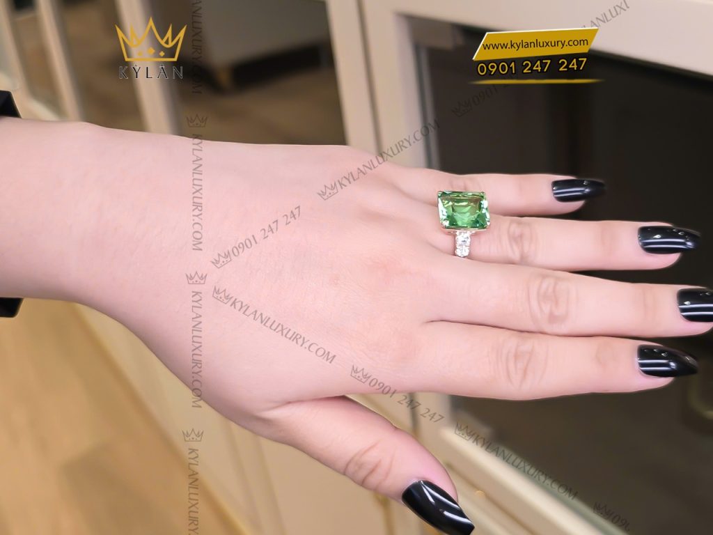 Nhẫn kim cương vàng hồng nguyên khối Au750 đính đá sapphire xanh