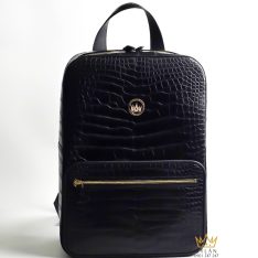Balo da cá Alligator đen đính logo vương miện KY LAN 