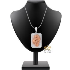 Dây chuyền Long Vượng vàng trắng nguyên khối Au750 đính kim cương