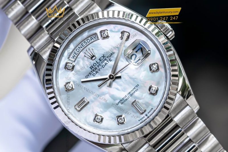 Đồng hồ Rolex Day-Date 36 mặt khảm trai nạm kim cương 128239-0007