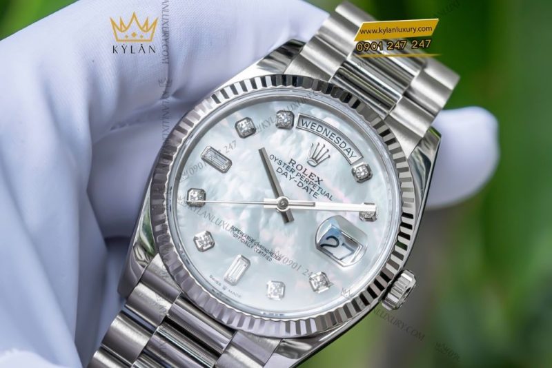 Đồng hồ Rolex Day-Date 36 mặt khảm trai nạm kim cương 128239-0007