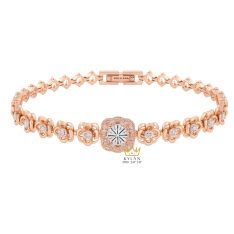 Lắc tay nữ vàng hồng nguyên khối Au750 đính kim cương
