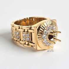 Vỏ nhẫn Rolex vàng vàng nguyên khối Au750 đính kim cương