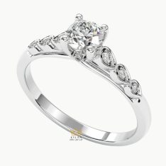 Nhẫn Ánh Nguyệt vàng trắng nguyên khối Au750 đính kim cương