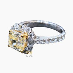 Nhẫn nữ vàng trắng Au750 đính viên chủ kim cương 7ly màu vàng