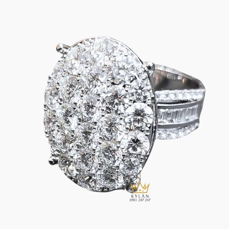 Nhẫn kim cương vàng trắng Au750