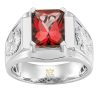Kỳ Lân Luxury Nhan nam vang trang nguyen khoi Au750 dinh da quy do Nhẫn nam vàng trắng nguyên khối Au750 đính đá quý đỏ