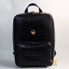 Balo da cá Alligator đen đính logo vương miện KY LAN