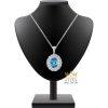 Dây chuyền vàng trắng Au750 kim cương và đá Topaz xanh
