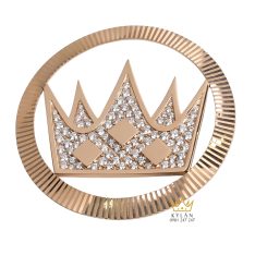 Mặt logo vương miện KyLan vàng nguyên khối Au750 đính kim cương