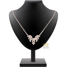Dây chuyền kim cương vàng hồng nguyên khối Au750 